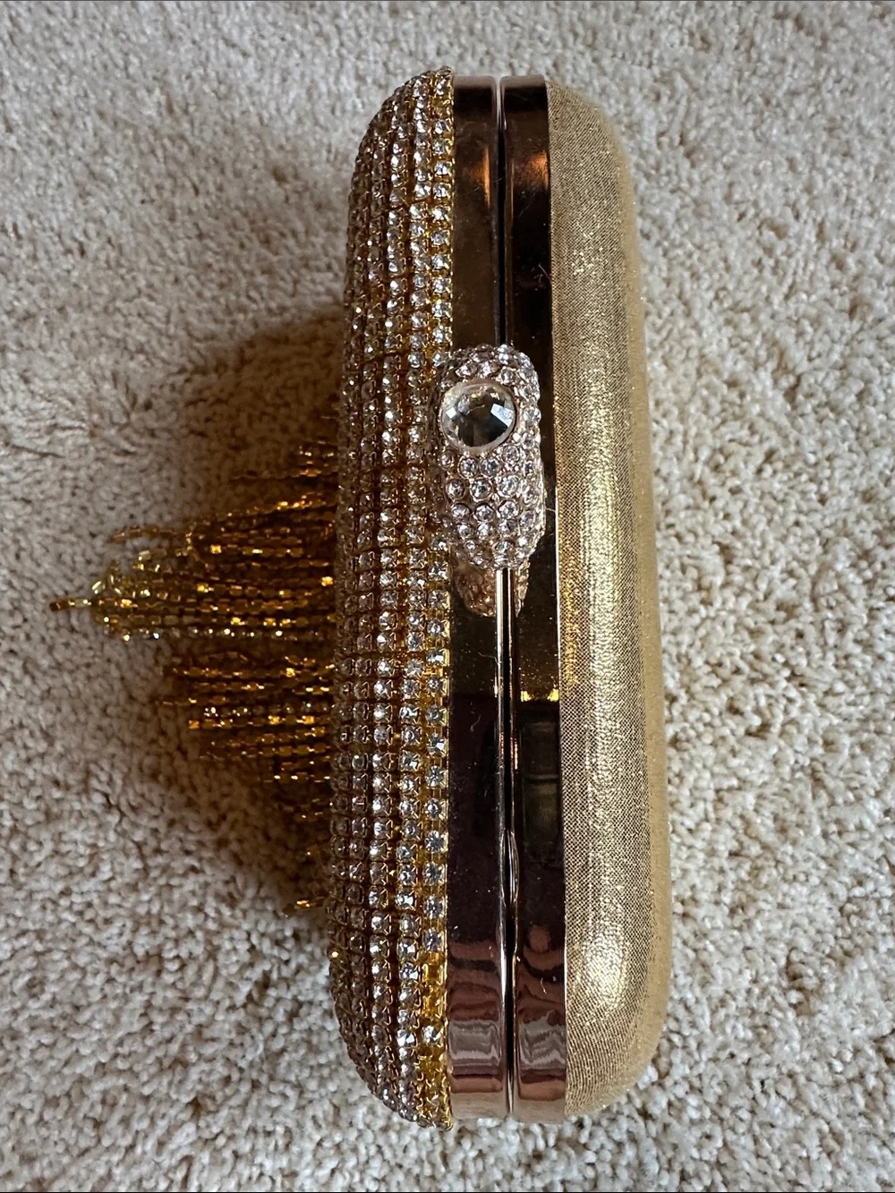 NWT- Bagley Mischka Crystal Fringe Evening Clutch - Gold